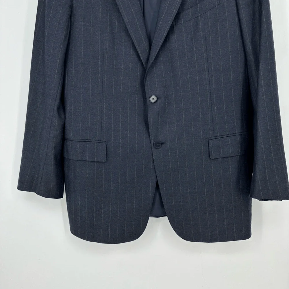 Ermenegildo Zegna Neiman Marcus Mens Wool Blazer Navy Pinstripe EU 56L US 46L
